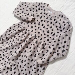 ZARA Toddler Girl Long Sleeve Dress 4-5 Years Corduroy Floral Neutral